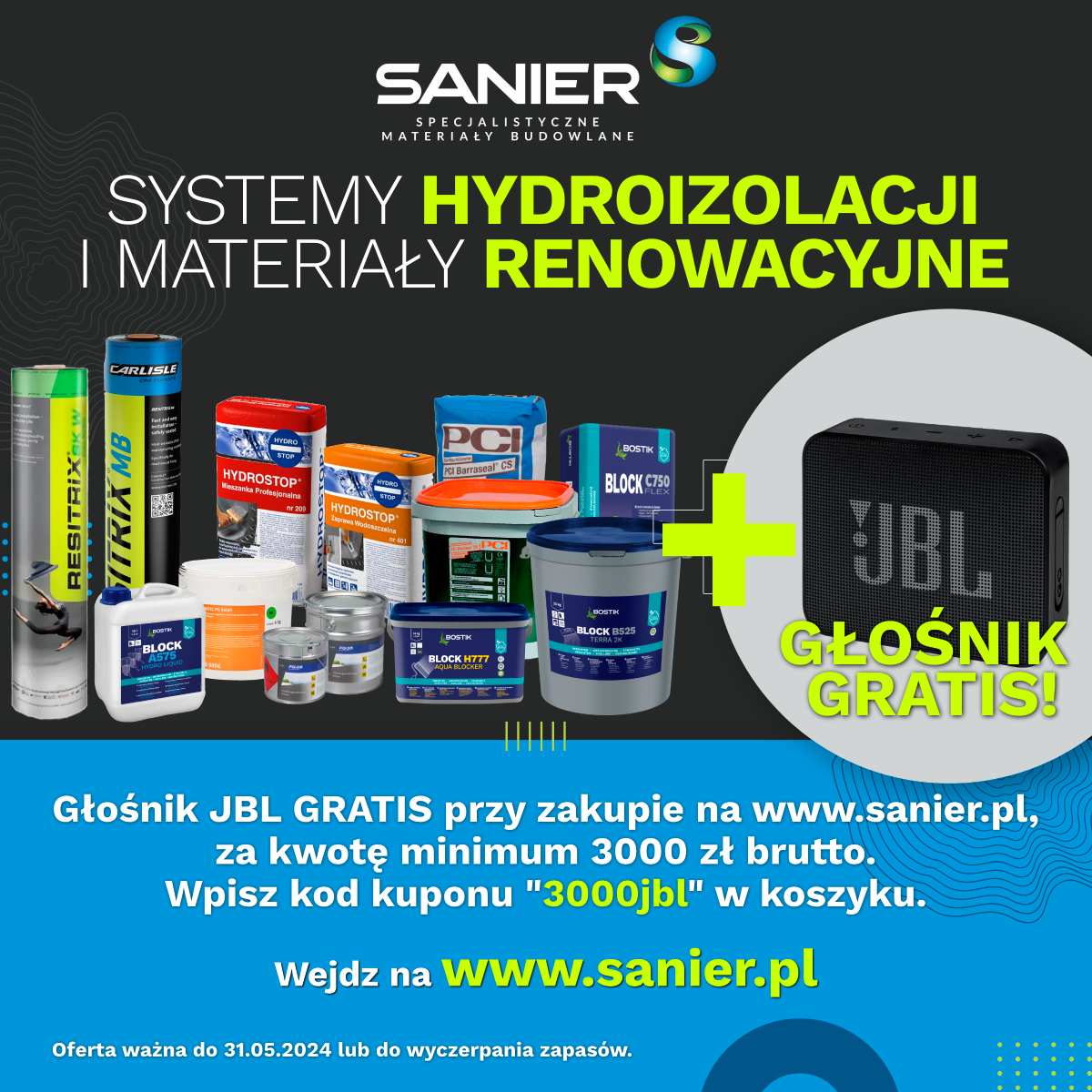 Promocja: Kup produkty do hydroizolacji za min. 3000 zł i zgarnij głośnik JBL gratis